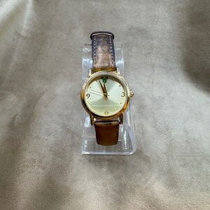 Women's Time Works Disney Watch with Green Gem Mickey Mouse Accent